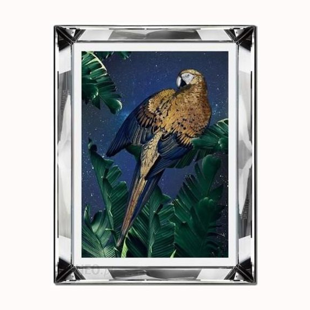 Obraz  w lustrzanej ramie papuga none